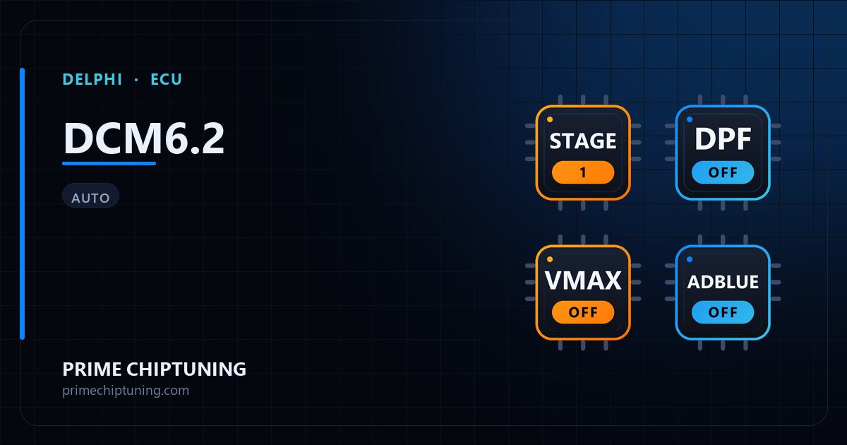 Solutions disponibles pour la famille d'ECU DELPHI DCM6.2 : Reprogrammation Stage 1, Suppression FAP (DPF), Suppression du limiteur de vitesse (Vmax), Suppression AdBlue / SCR