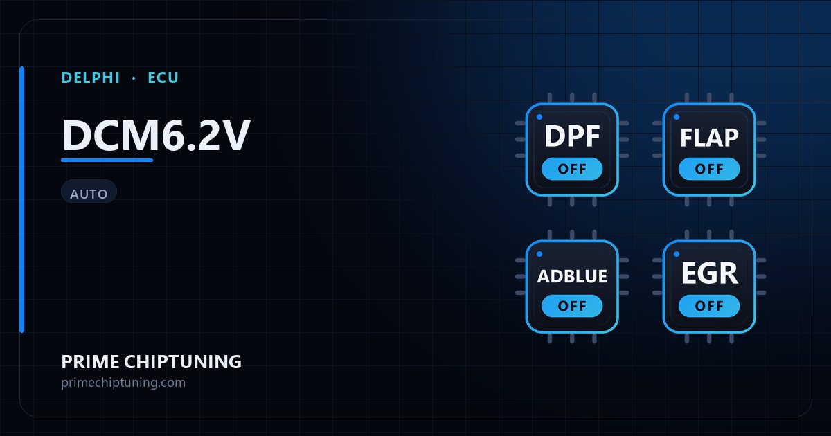 Solutions disponibles pour la famille d'ECU DELPHI DCM6.2V : Suppression volets d'admission (swirl), Suppression FAP (DPF), Suppression sonde Lambda / O2, Suppression EGR