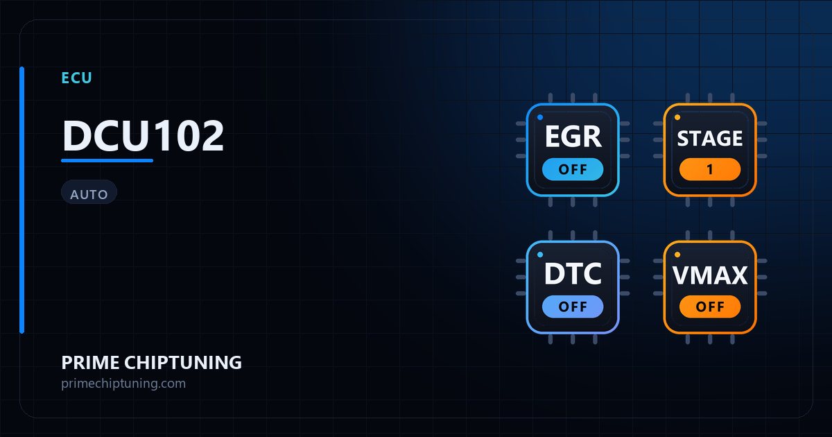 Solutions disponibles pour la famille d'ECU DCU102 : Suppression EGR, Reprogrammation Stage 1, Suppression codes défaut (DTC), Suppression du limiteur de vitesse (Vmax)