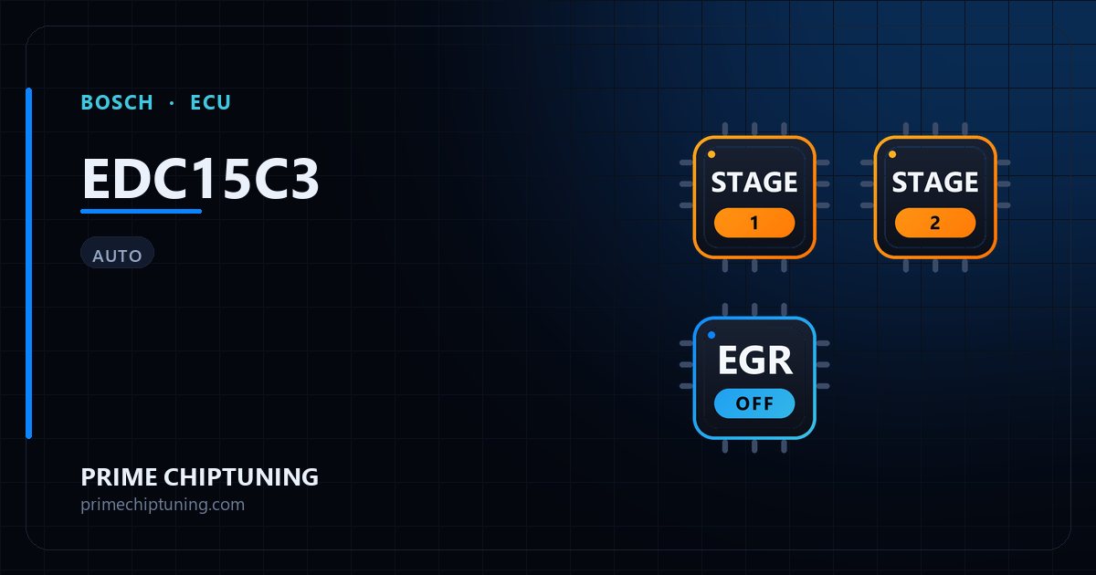 Solutions disponibles pour la famille d'ECU BOSCH EDC15C3 : Reprogrammation Stage 1, Reprogrammation Stage 2, Suppression EGR
