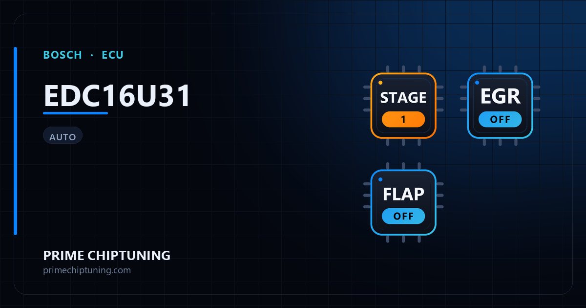 Solutions disponibles pour la famille d'ECU BOSCH EDC16U31 : Reprogrammation Stage 1, Suppression EGR, Suppression volets d'admission (swirl)