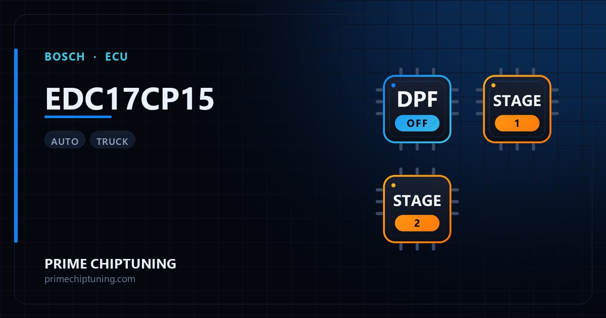 Solutions disponibles pour la famille d'ECU BOSCH EDC17CP15 : Suppression FAP (DPF), Reprogrammation Stage 1, Reprogrammation Stage 2