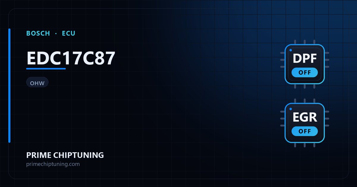 Solutions disponibles pour la famille d'ECU BOSCH EDC17C87 : Suppression FAP (DPF), Suppression EGR
