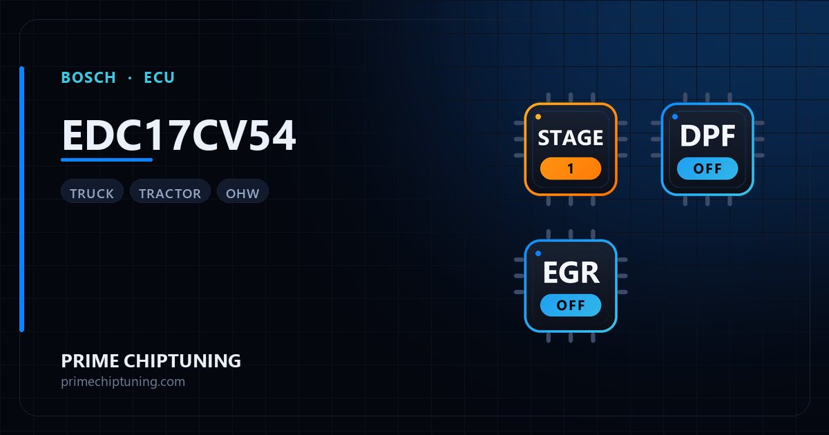 Solutions disponibles pour la famille d'ECU BOSCH EDC17CV54 : Reprogrammation Stage 1, Suppression FAP (DPF), Suppression EGR
