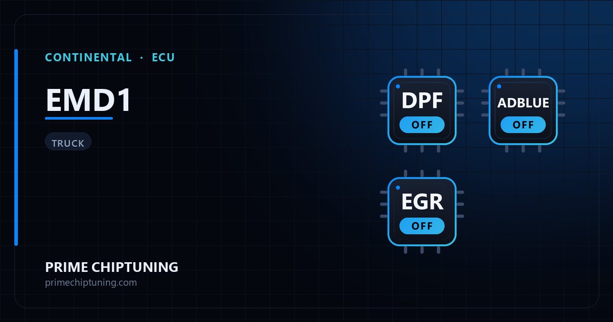 Solutions disponibles pour la famille d'ECU CONTINENTAL EMD1 : Suppression FAP (DPF), Suppression AdBlue / SCR, Suppression EGR