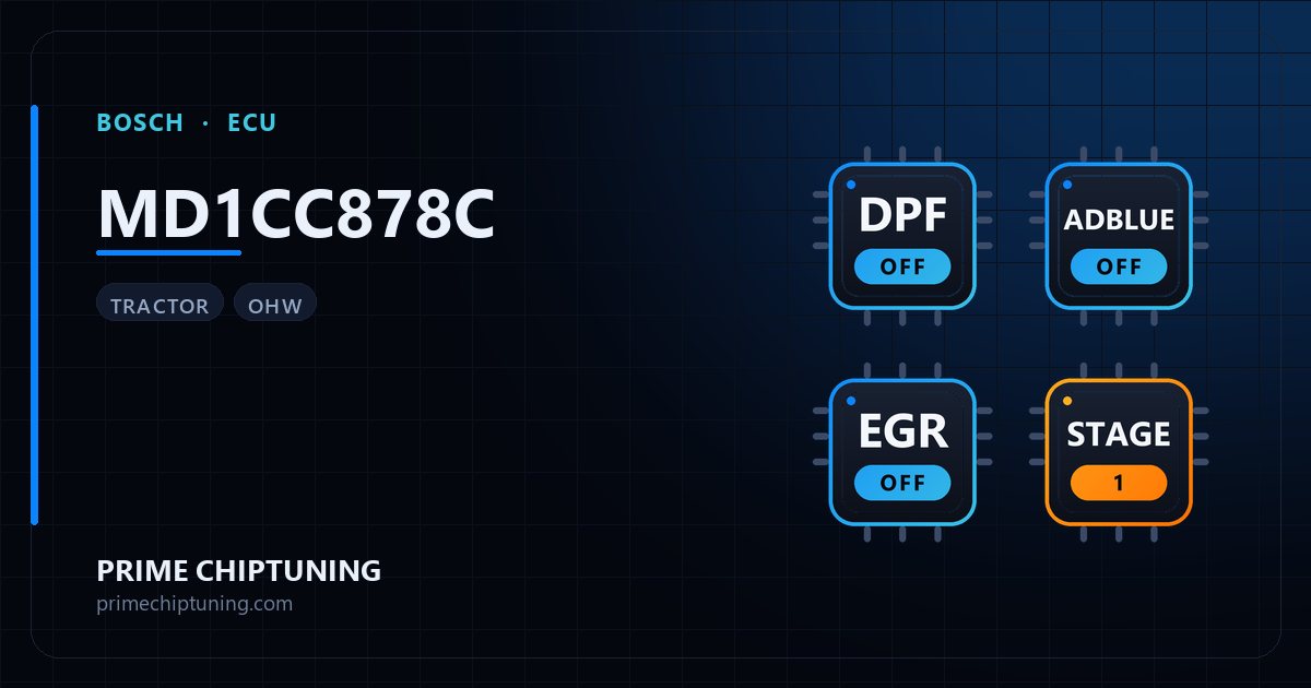 Solutions disponibles pour la famille d'ECU BOSCH MD1CC878C : Suppression FAP (DPF), Suppression EGR, Reprogrammation Stage 1, Suppression AdBlue / SCR