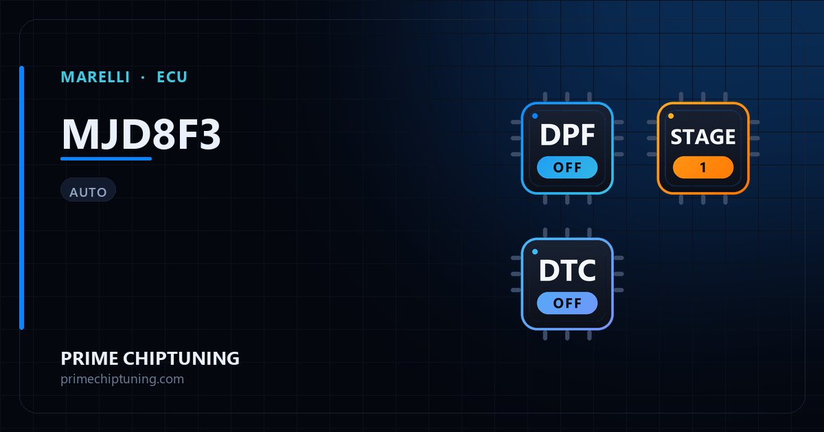 Solutions disponibles pour la famille d'ECU MARELLI MJD8F3 : Suppression FAP (DPF), Reprogrammation Stage 1, Suppression codes défaut (DTC)