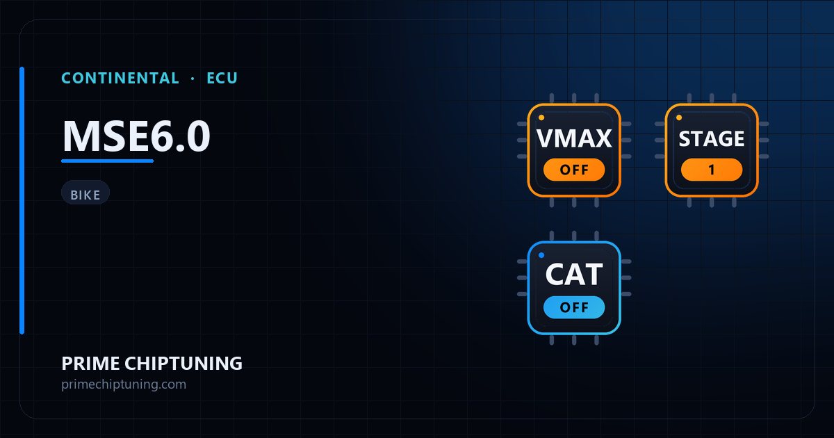 Solutions disponibles pour la famille d'ECU CONTINENTAL MSE6.0 : Suppression du limiteur de vitesse (Vmax), Reprogrammation Stage 1, Décata / Suppression catalyseur