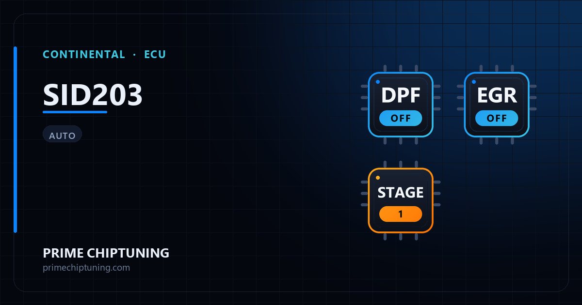 Solutions disponibles pour la famille d'ECU CONTINENTAL SID203 : Suppression EGR, Suppression FAP (DPF), Reprogrammation Stage 1
