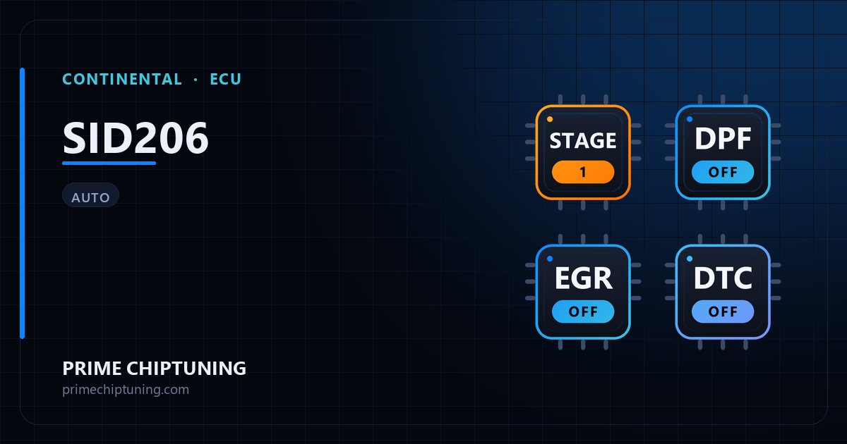 Solutions disponibles pour la famille d'ECU CONTINENTAL SID206 : Reprogrammation Stage 1, Suppression FAP (DPF), Suppression EGR, Suppression codes défaut (DTC)