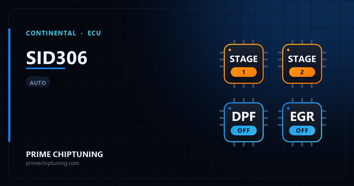 Solutions disponibles pour la famille d'ECU CONTINENTAL SID306 : Reprogrammation Stage 1, Reprogrammation Stage 2, Suppression EGR, Suppression FAP (DPF)