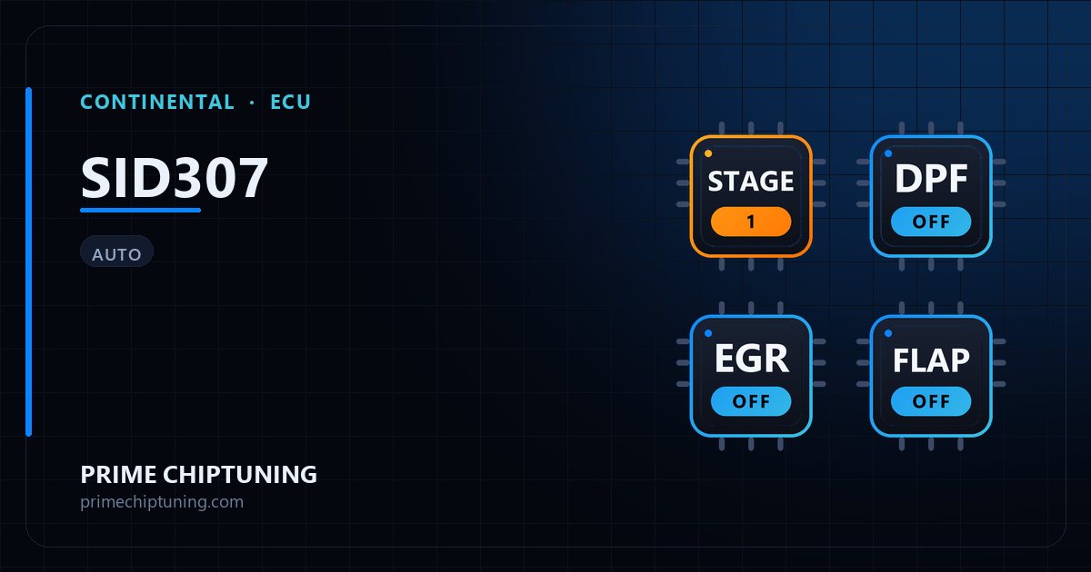 Solutions disponibles pour la famille d'ECU CONTINENTAL SID307 : Reprogrammation Stage 1, Suppression FAP (DPF), Suppression EGR, Suppression volets d'admission (swirl)