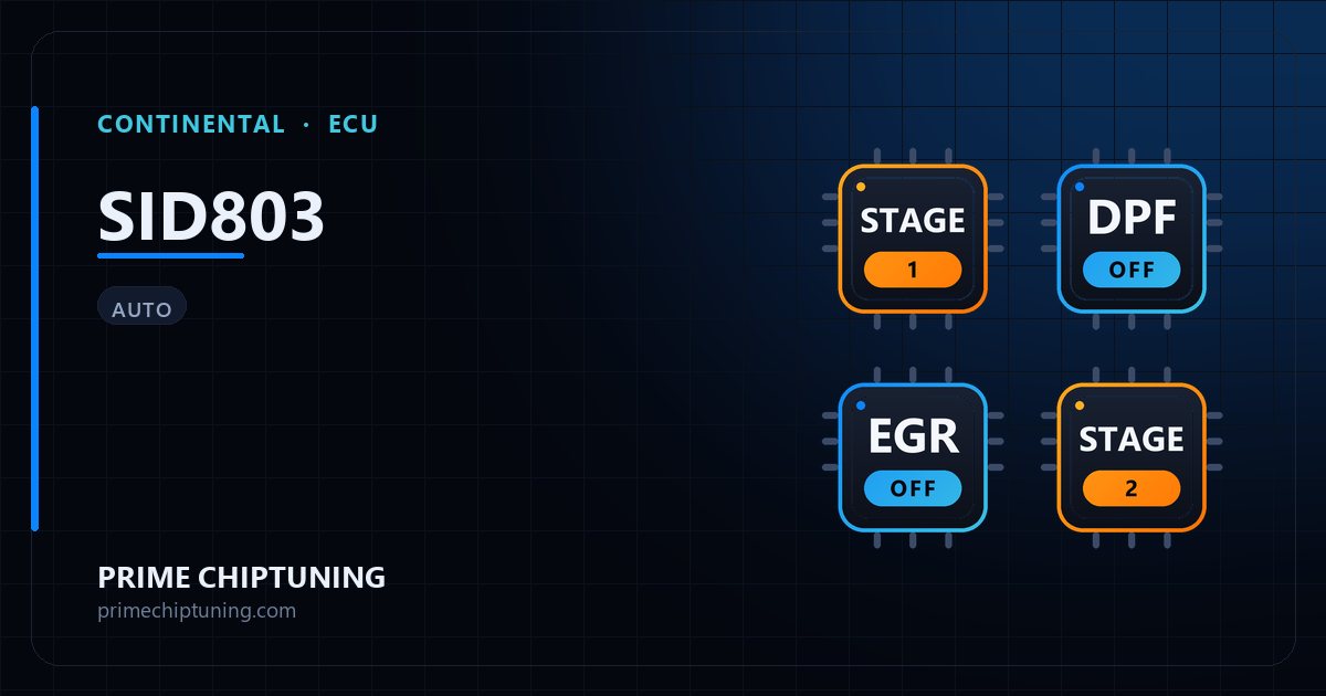 Solutions disponibles pour la famille d'ECU CONTINENTAL SID803 : Reprogrammation Stage 1, Suppression FAP (DPF), Suppression EGR, Reprogrammation Stage 2