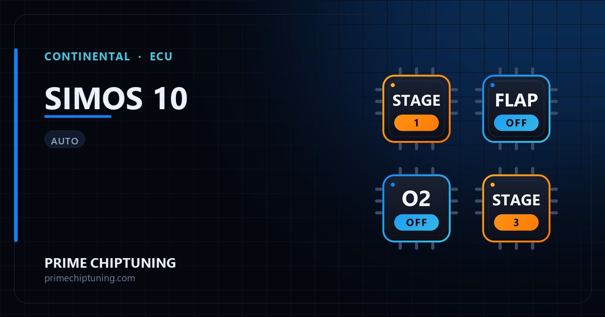 Solutions disponibles pour la famille d'ECU CONTINENTAL SIMOS 10 : Reprogrammation Stage 1, Suppression du limiteur de vitesse (Vmax), Suppression sonde Lambda / O2, Suppression volets d'admission (swirl)